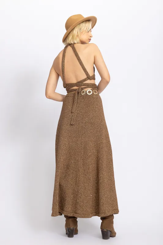 Top Tejido Cruzado Cobre y dorado