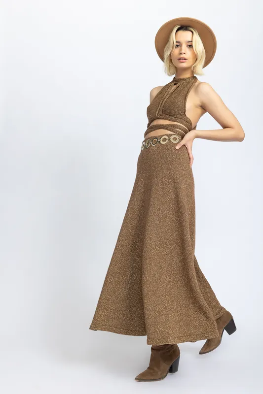 Top Tejido Cruzado Cobre y dorado