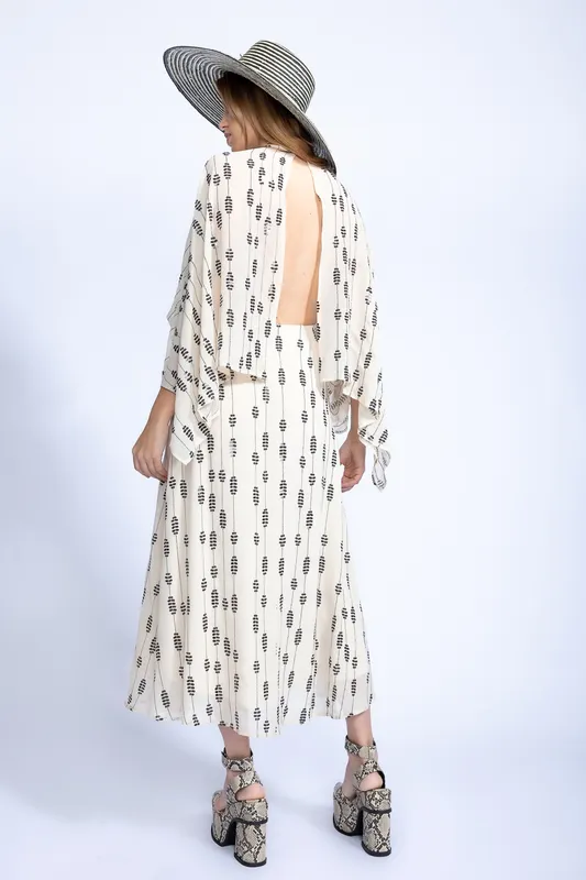 Vestido Zara Blanco Bordado lentejuelas negras