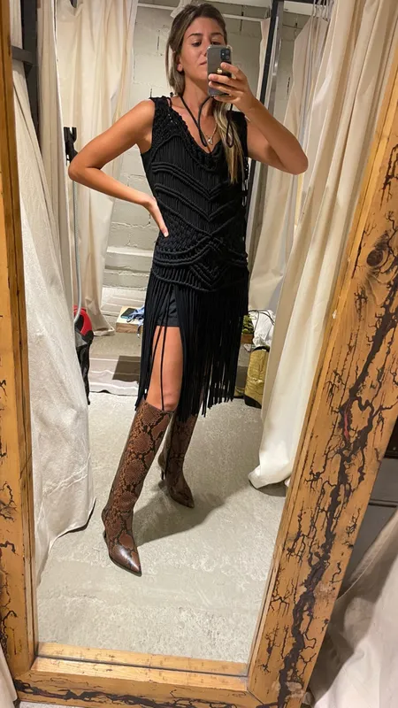 Chaleco H&M Negro Tejido Flecos