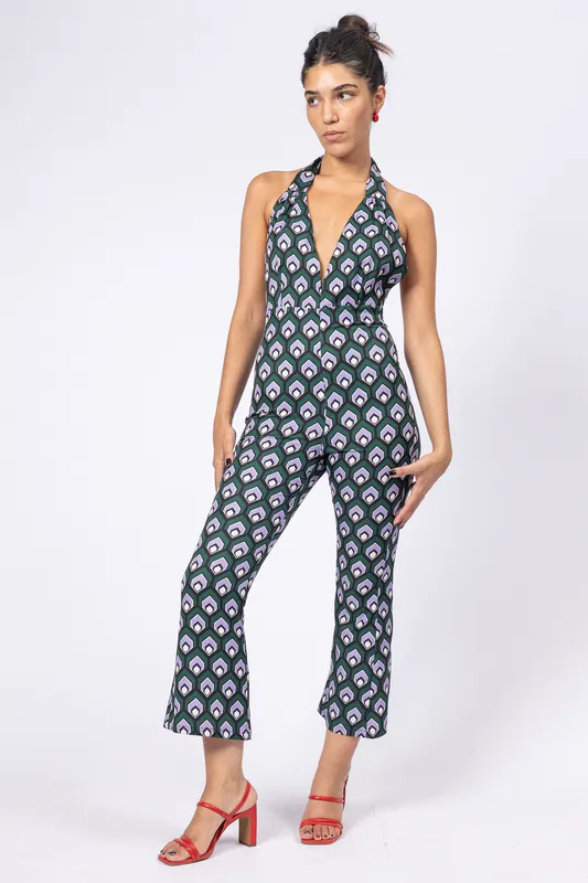 Mono verde Cher estampa lila y blanco