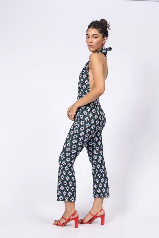 Mono verde Cher estampa lila y blanco