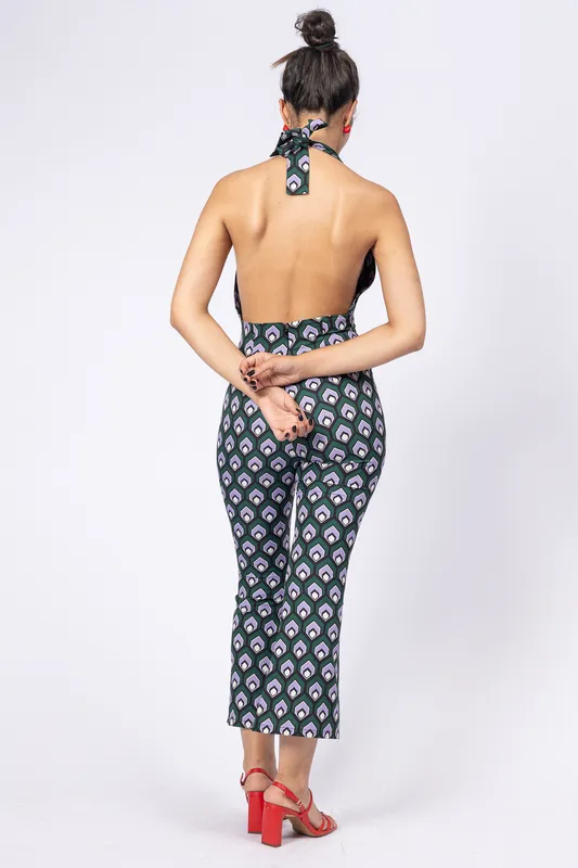 Mono verde Cher estampa lila y blanco