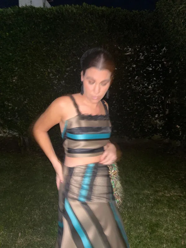 Set rayas y aplique flor maqui