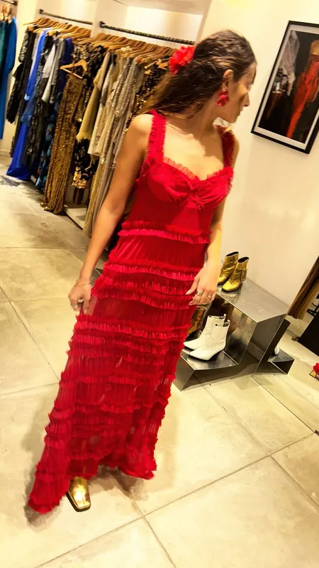Vestido rojo volados