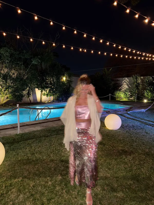 Conjunto agnes rosa metalizado lentejuelas