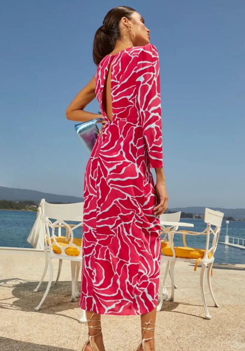 Vestido lady pipa largo estampado una manga