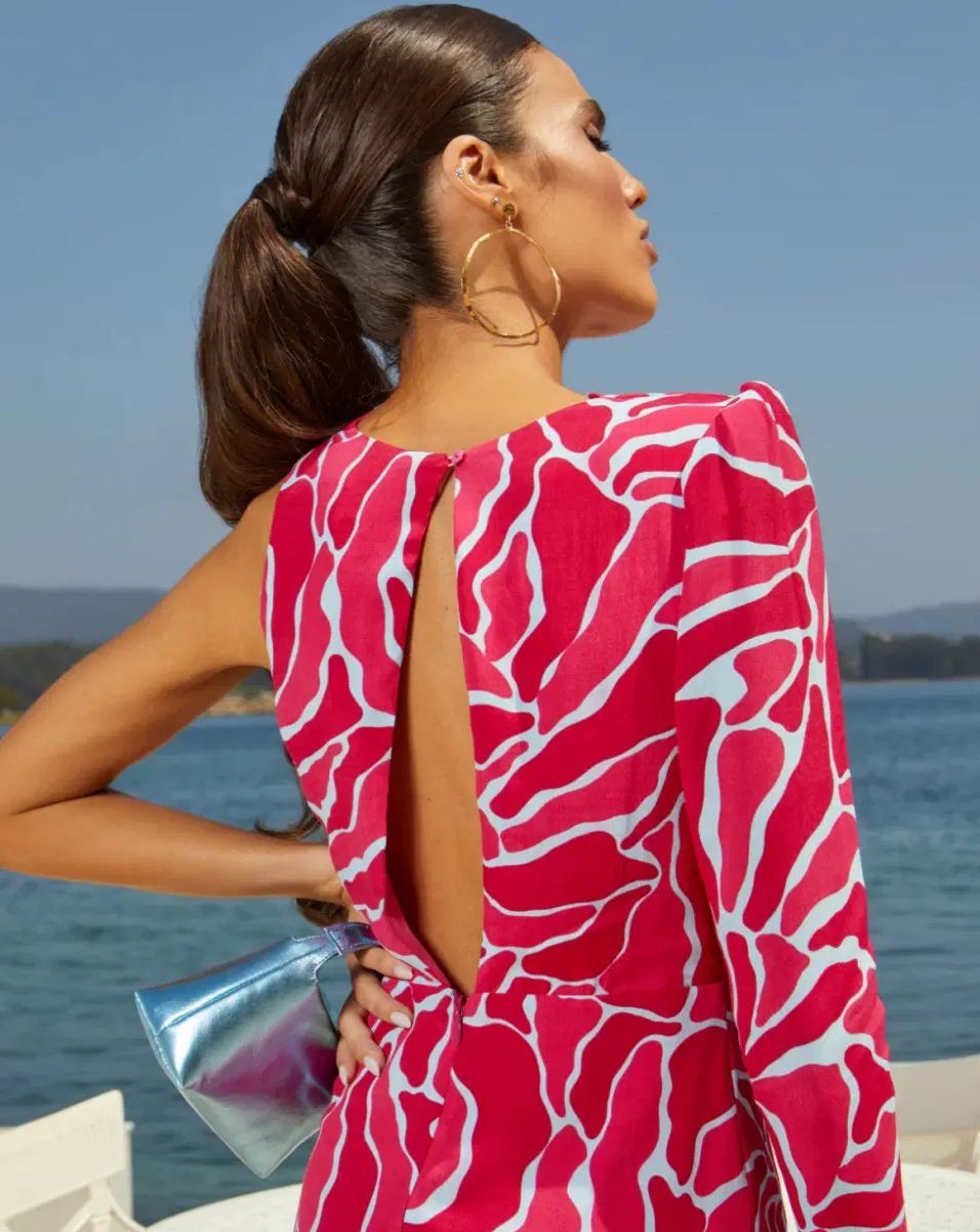 Vestido lady pipa largo estampado una manga