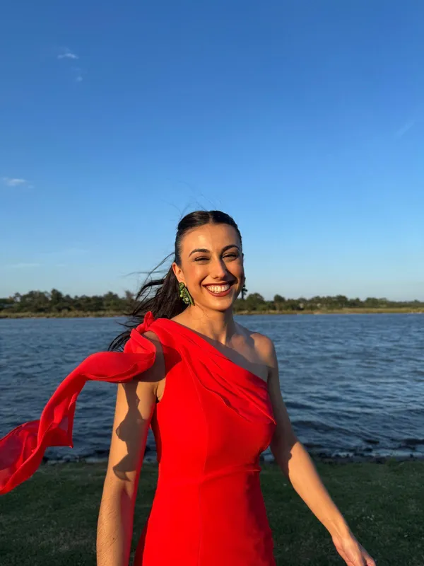 Vestido largo rojo un hombro