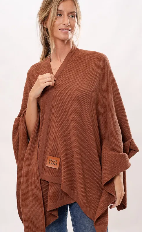 Ruana pura lana chocolate