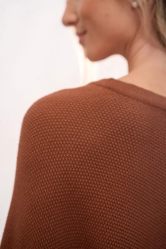 Ruana pura lana chocolate