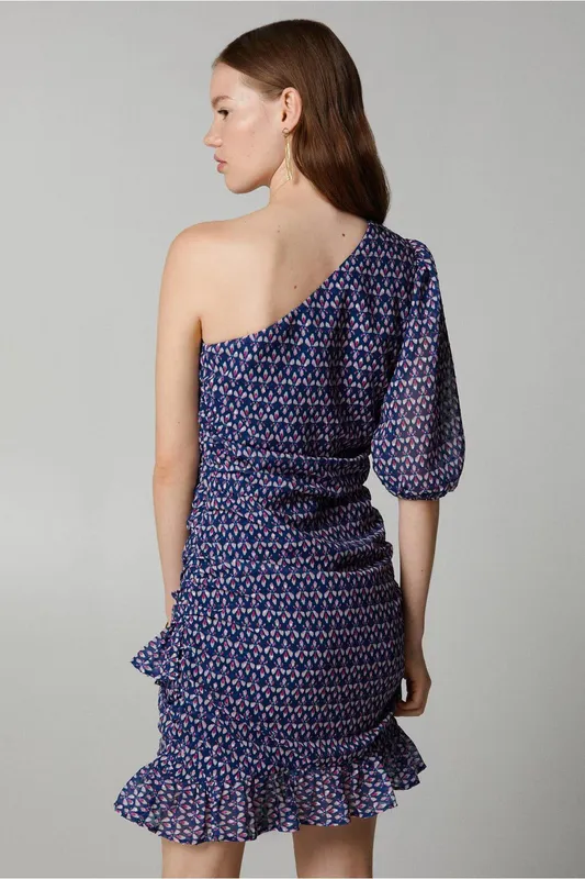 Vestido mango estampado