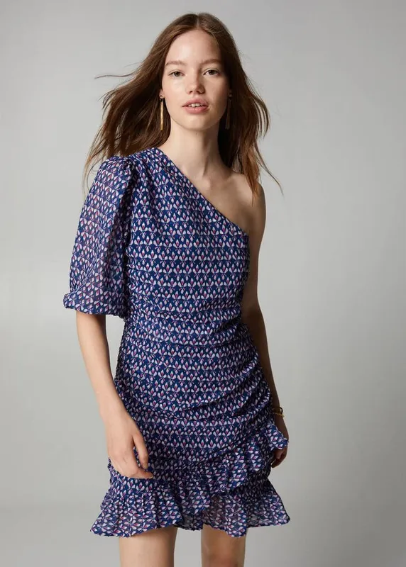Vestido mango estampado