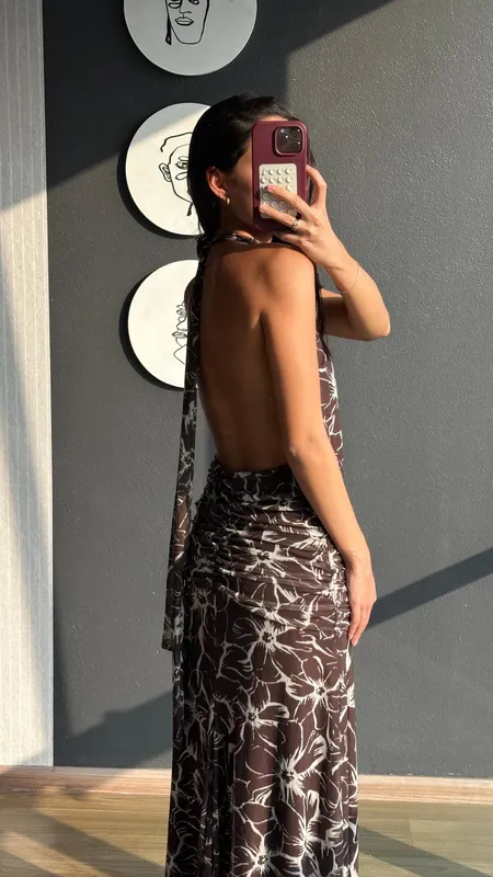 Vestido marron estampado