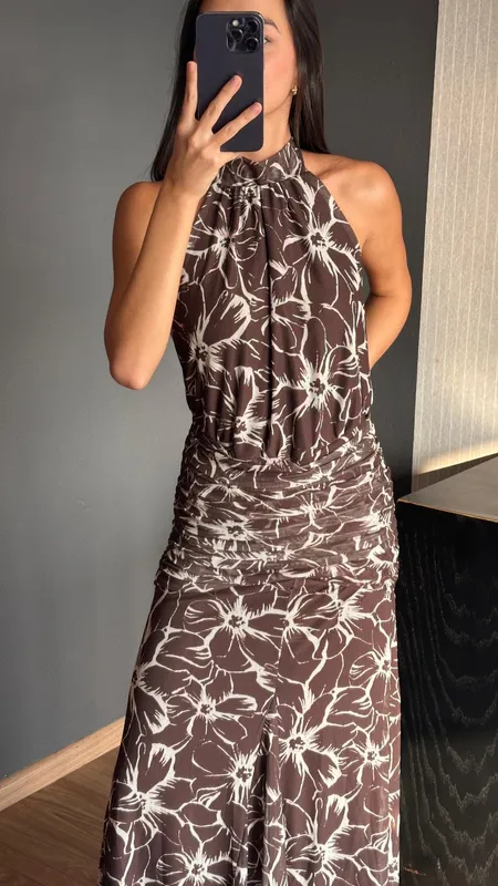 Vestido marron estampado