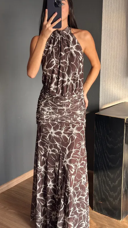 Vestido marron estampado