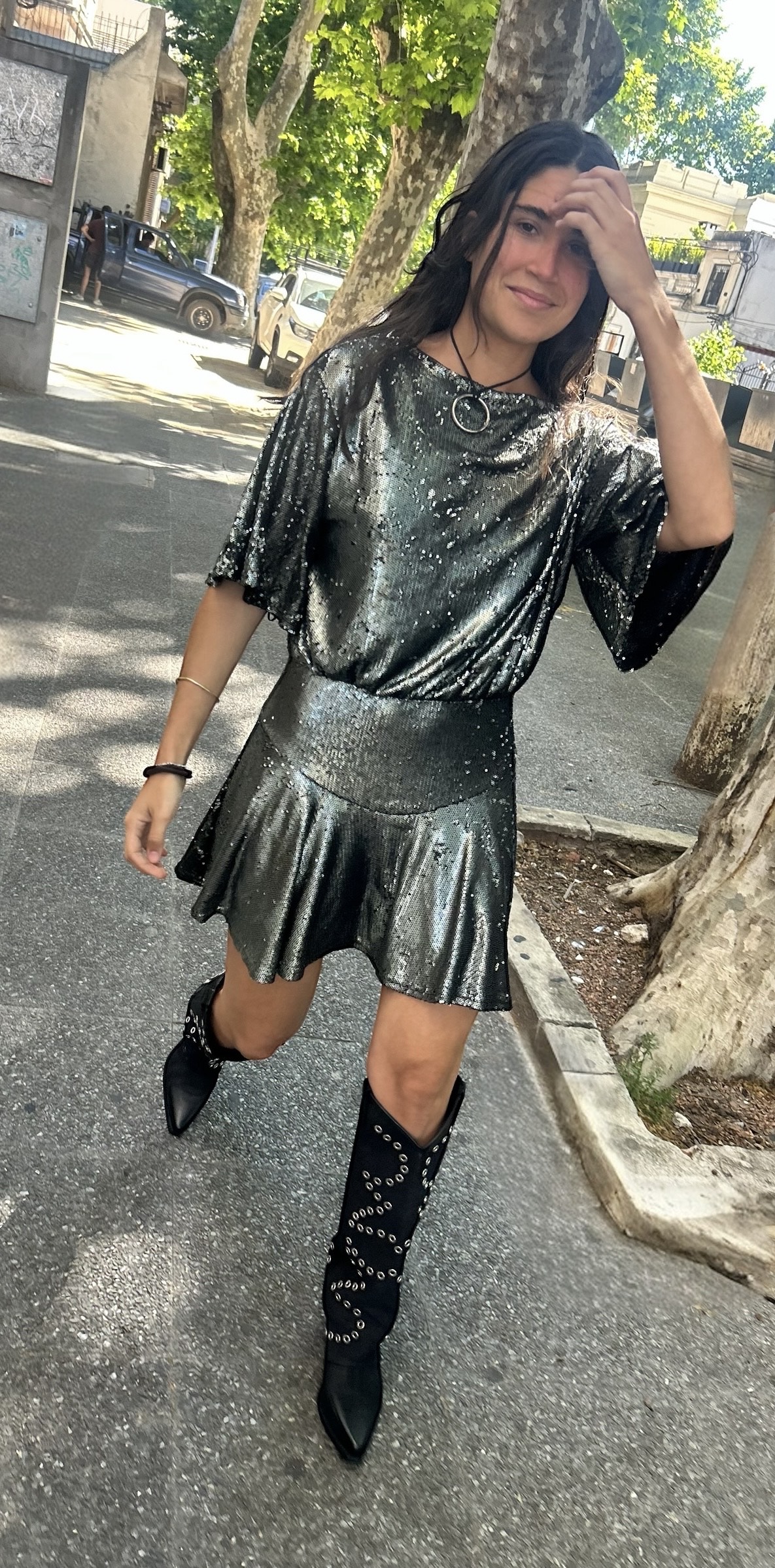 Vestido free people lentejuelas plata