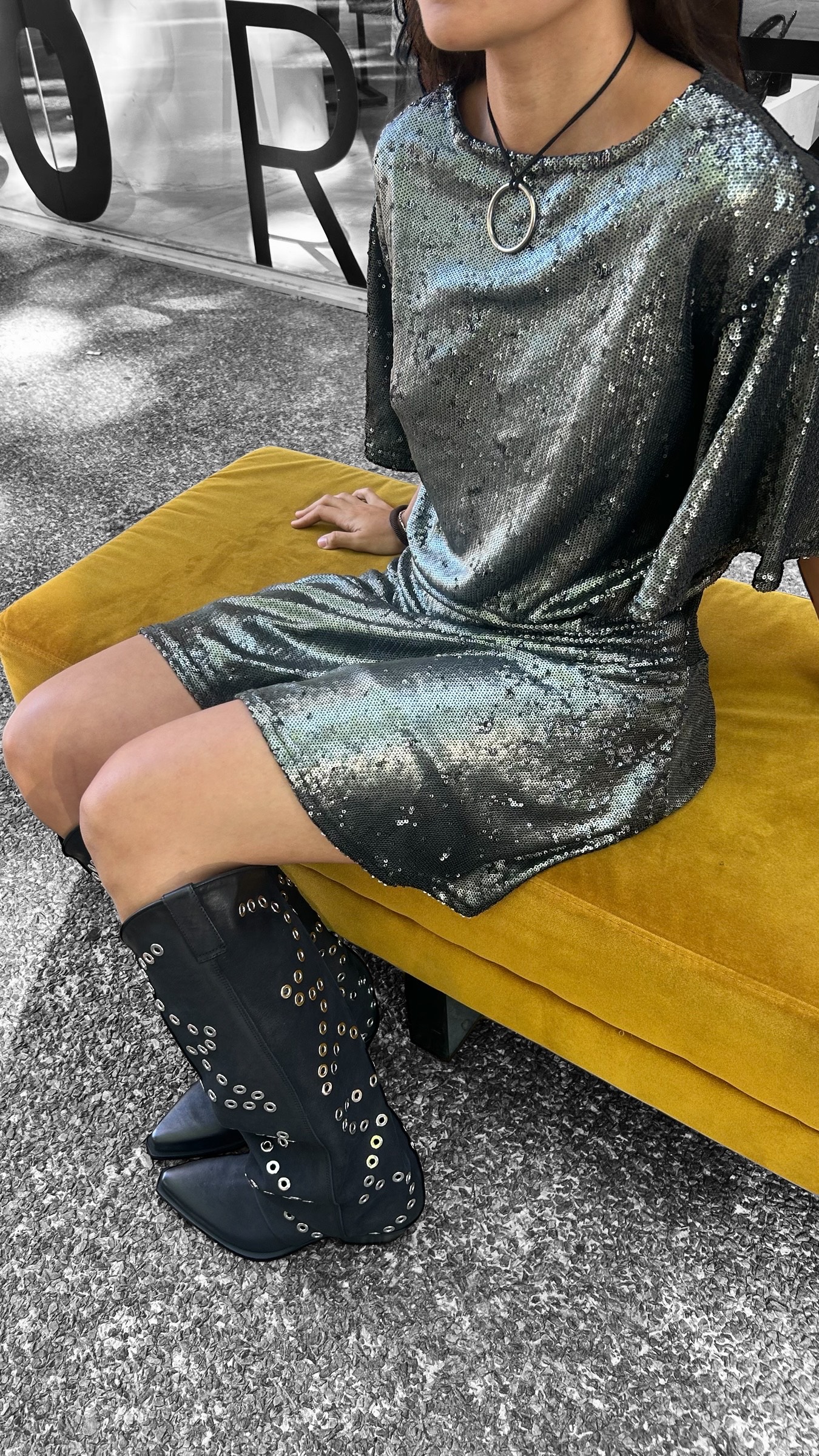 Vestido free people lentejuelas plata