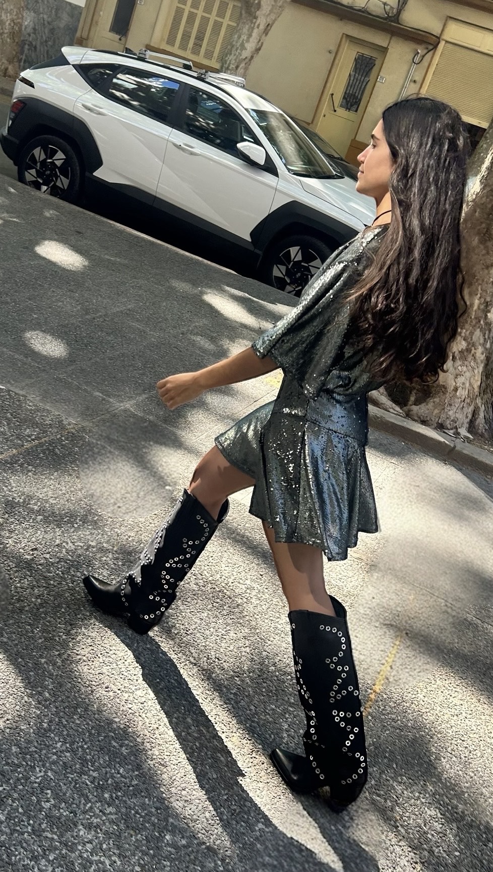 Vestido free people lentejuelas plata