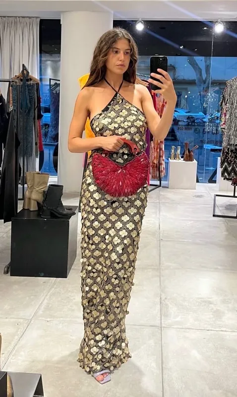 Vestido dorado lentejuelas