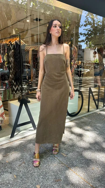 Vestido massimo dutti verde seco