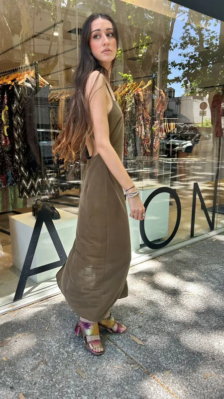 Vestido massimo dutti verde seco