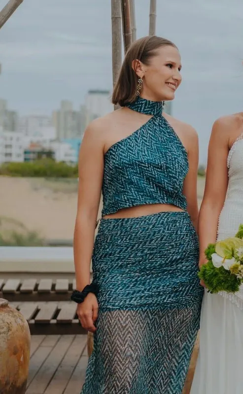 Set memi azulado con drapeado