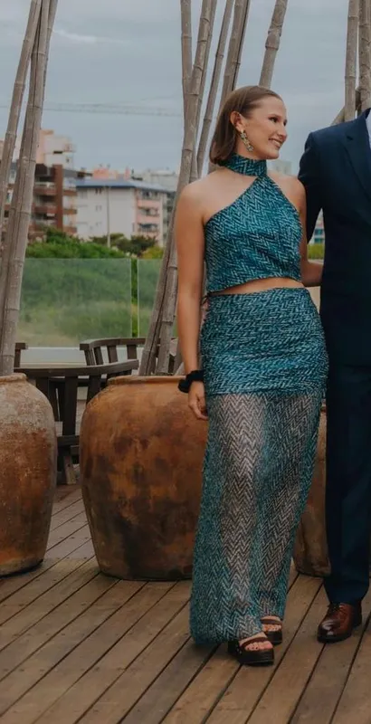 Set memi azulado con drapeado