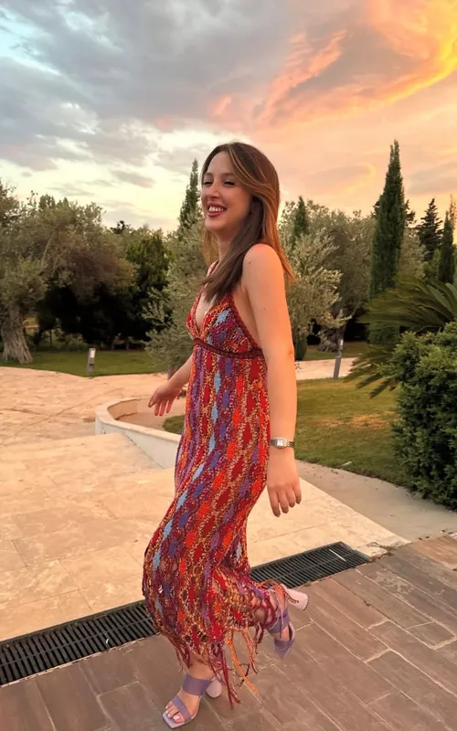 Vestido zara crochet tejido, colores y flecos