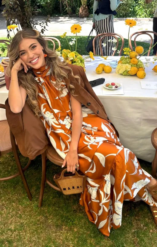 Vestido halter sophie and lucie naranja estampa flores