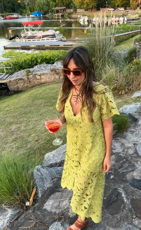 Vestido Plan Be verde encaje