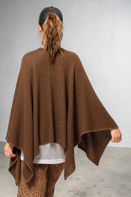 Ruana pura lana marrón shiny