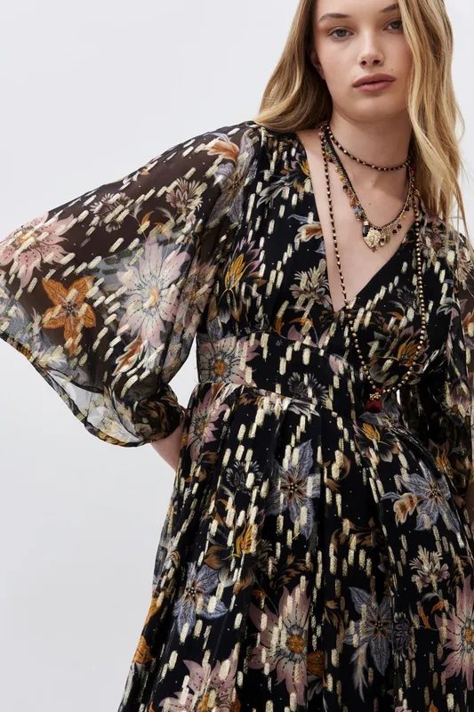 Vestido rapsodia shiny con mangas