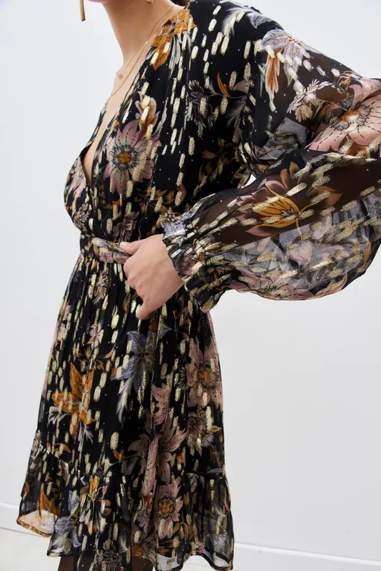 Vestido rapsodia shiny con mangas