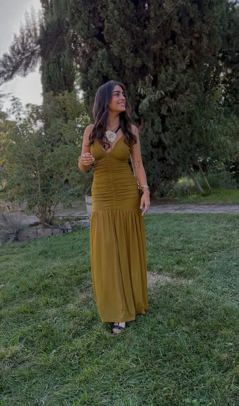 Vestido verde microtul