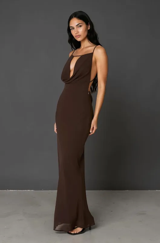 Vestido marron microtul