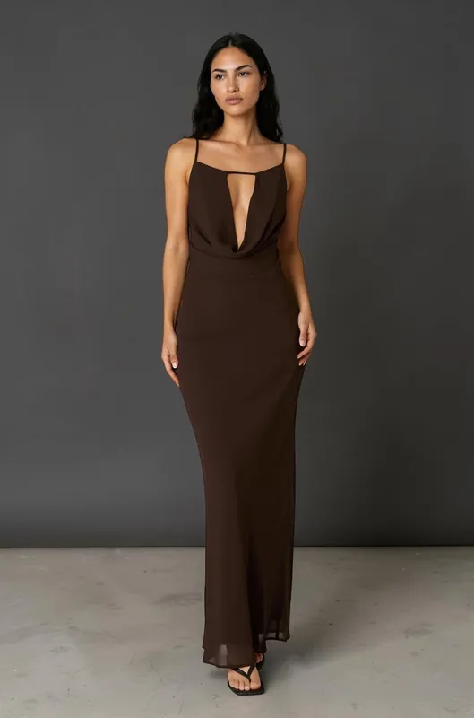 Vestido marron microtul