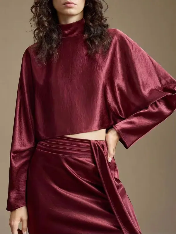 Set bordeaux/wine saten