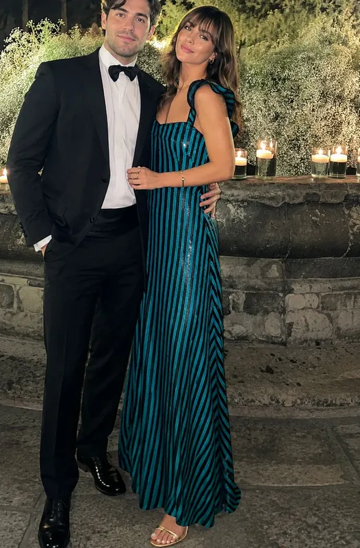 Vestido uterque shiny negro y turquesa