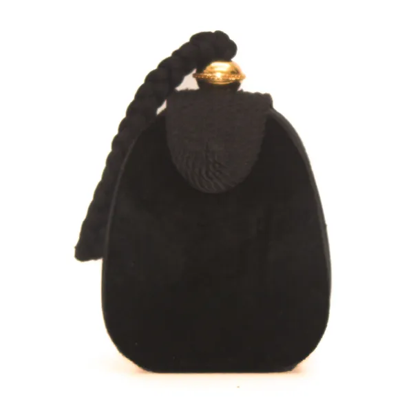 Cartera velvet negra con tira trenzada