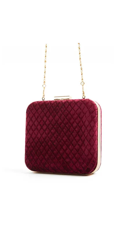 Cartera de Homini Velvet de Terciopelo Bordeaux  Cuadrada