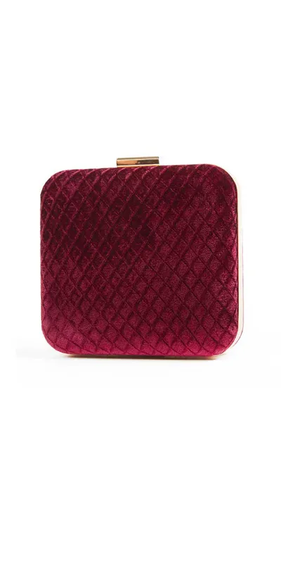 Cartera de Homini Velvet de Terciopelo Bordeaux  Cuadrada