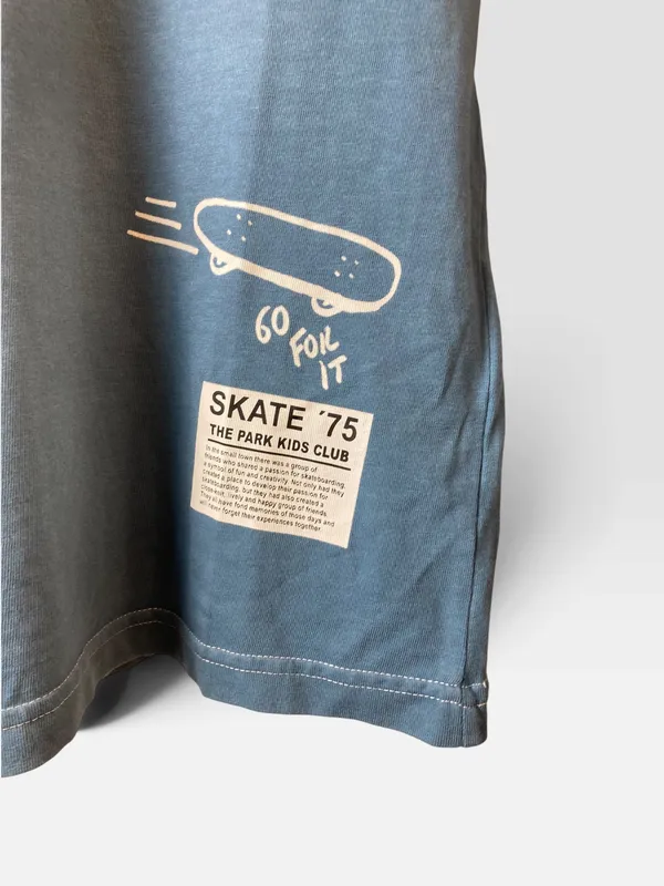 Remera azul estampada zara
