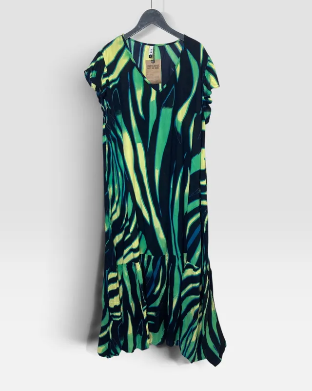 Vestido estampado azul verde indian