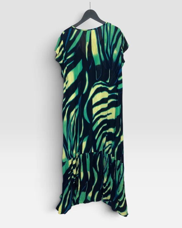 Vestido estampado azul verde indian