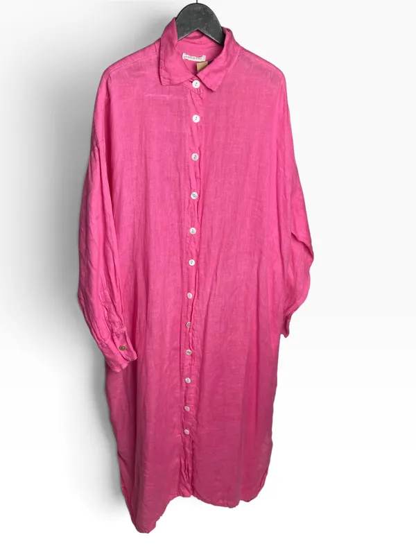 Vestido camisero rosado made in italy