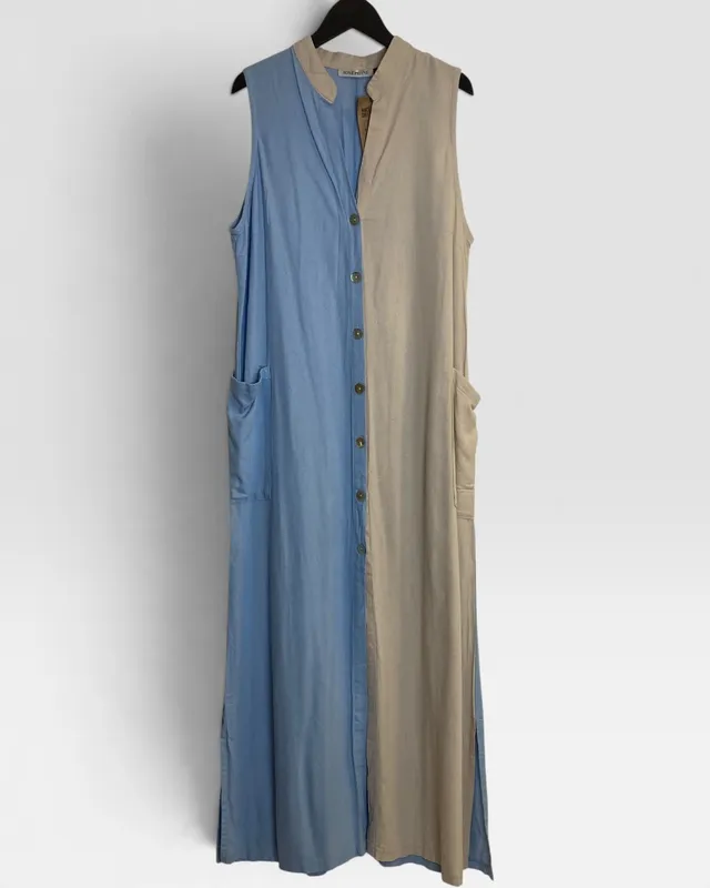 Vestido celeste beige josephine