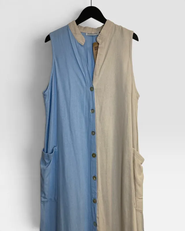 Vestido celeste beige josephine