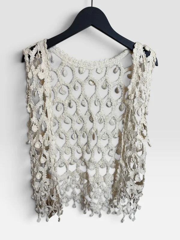 Chaleco natural crochet sin marca