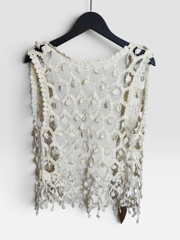 Chaleco natural crochet sin marca